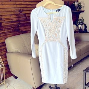 Beautiful baby blue and lace dress. By Tahari